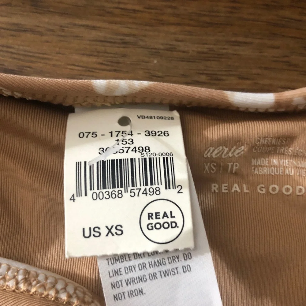 aerie Tan White & Yellow Bikini Bottoms